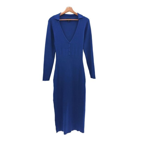 ‎Bardot Collar Knit Dress in Cobalt - Picture 2 of 12